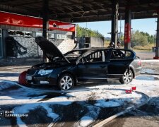 Последствия атаки российских беспилотников на АЗС в Харькове