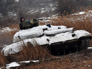 Плановые учения танкистов в Донецкой области, фото ООС