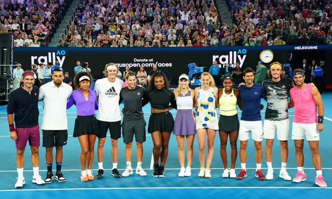 Лучшие теннисисты мира провели благотворительный турнир, twitter.com/WeAreTennis