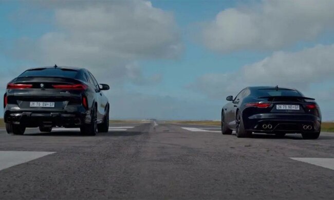 BMW X6 Competition против Jaguar F-Type R AWD, скриншот