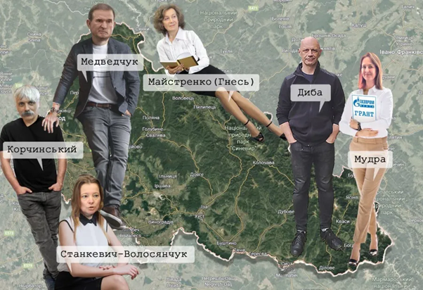 ЗМІ повідомляють, що корупційні інтереси Медведчука на Закарпатті захищають одіозний політик Дмитро Корчинський та псевдоекологи