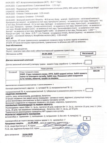 Медицинское заключение Анастасии / фото: Telegram
