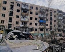 Повреждённые многоэтажки в Харькове после российского обстрела 5 октября