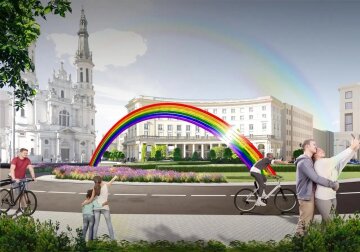 Інсталяція «Нова веселка» на площі Zbawiciela у Варшаві