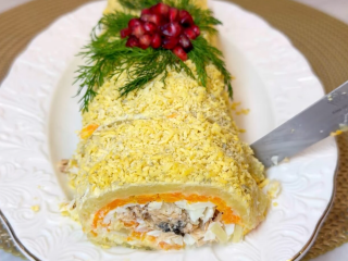 Рулет "Мимоза", кадр из видео