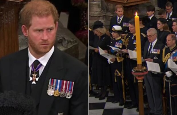 Принц Уильям сидел на противоположном от Гарри проходе (Изображение: SKY NEWS)
