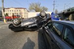 Жуткое ДТП потрясло Киев - Volkswagen перевернулся на крышу и раздавил Audi, первые подробности