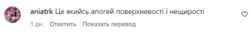 Коментарі під публікацією Насті Каменських. Фото скрін з Instagram