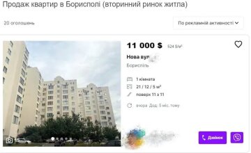 Ціна квартири в Борисполі, скріншот