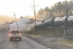 Поїзд зійшов з рейок у Техасі, фото: кадр з відео