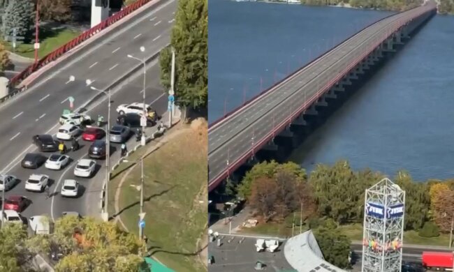 Пустой Новый мост в Днепре после перекрытия