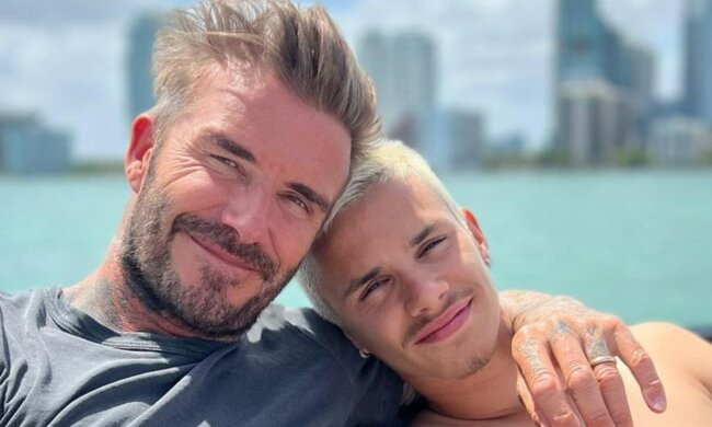 Дэвид Бехмэм и его сын Ромео: скрин поста в Instagram