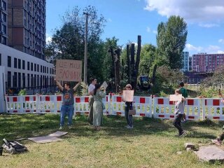 Протест мешканців Теремків проти вирубки лісосмуги під теплотрасу
