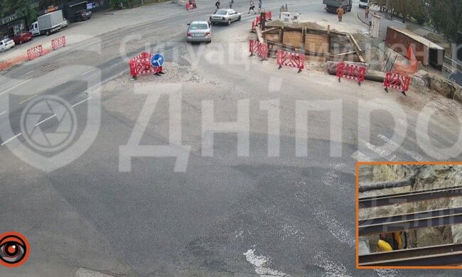 Сужение движения на проспекте Свободы в Днепре