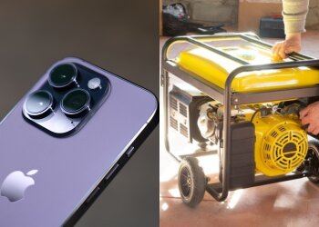 iPhone 15 та генератор, колаж