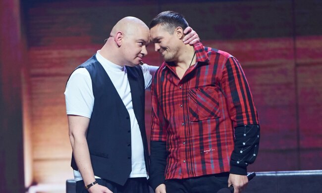 Евгений Кошевой и Александр Усик, пресс-служба Квартал 95