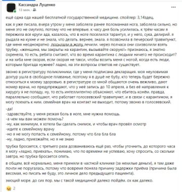 Скрін, Facebook Кассандра Луценко