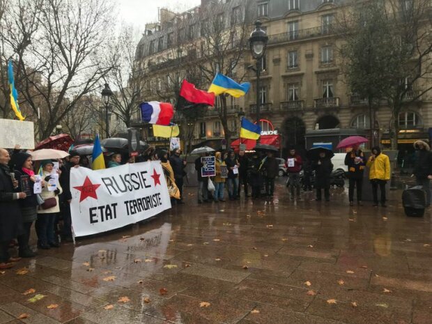 Украинская диаспора вышла на протест в Париже, фото 24 канал