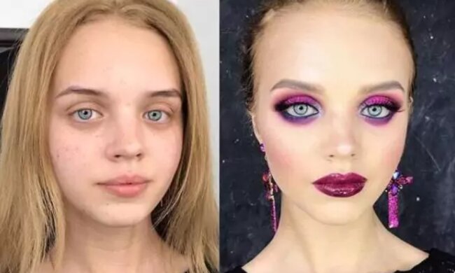 До и после макияжа, фото: instagram.com / powerofmakeup