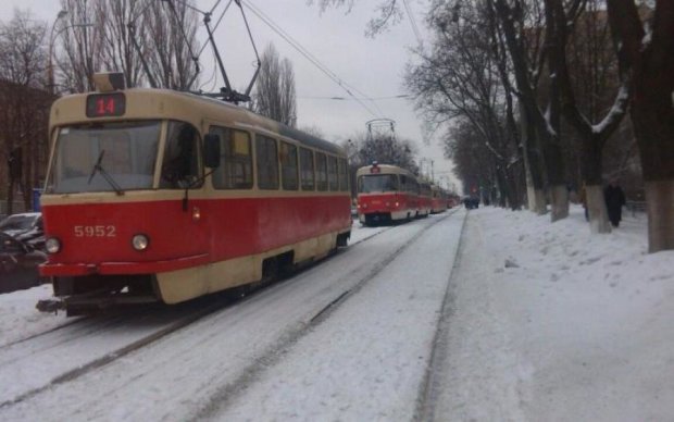ДТП змусила київські трамваї вишикуватися у чергу