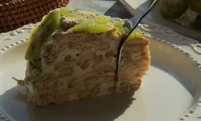 Торт с киви и бананом: фото скрин рецепта