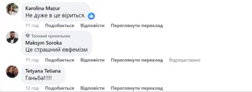 Комментарий к посту / фото: скриншот Facebook