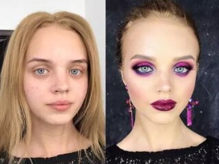 До и после макияжа, фото: instagram.com / powerofmakeup