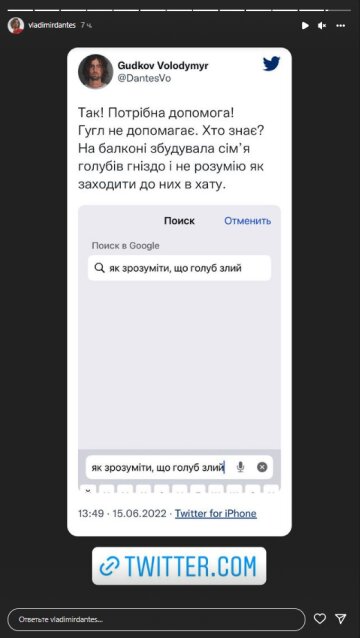 Володимир Дантес, скріншот: Instagram Stories