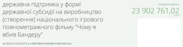 Тендер на створення фільму "Чому я вбив Бандеру" / фото: скриншот Prozorro