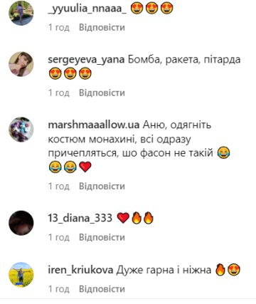 Комментарии к публикации, скриншот: Instagram
