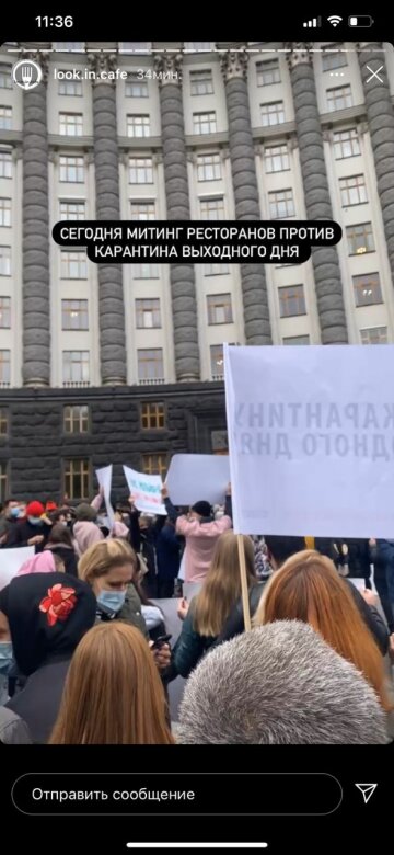 Рестораторы вышли на митинг под Кабмином, фото: скриншот