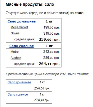 Цены на сало. Фото: скрин Минфин