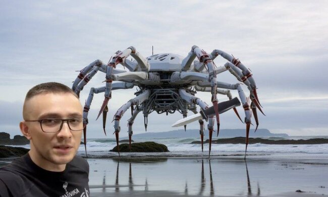 Український дрон з клешнями краде поранених окупантів. Фото скріншот з Telegram