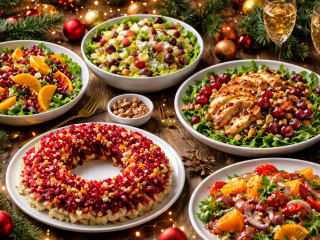 Новорічний стіл, салати, зображення: Знай.ua