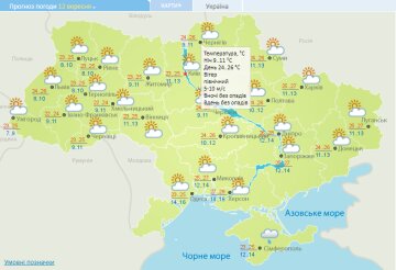 Прогноз погоди на 12 вересня, скріншот: Укргідрометцентр