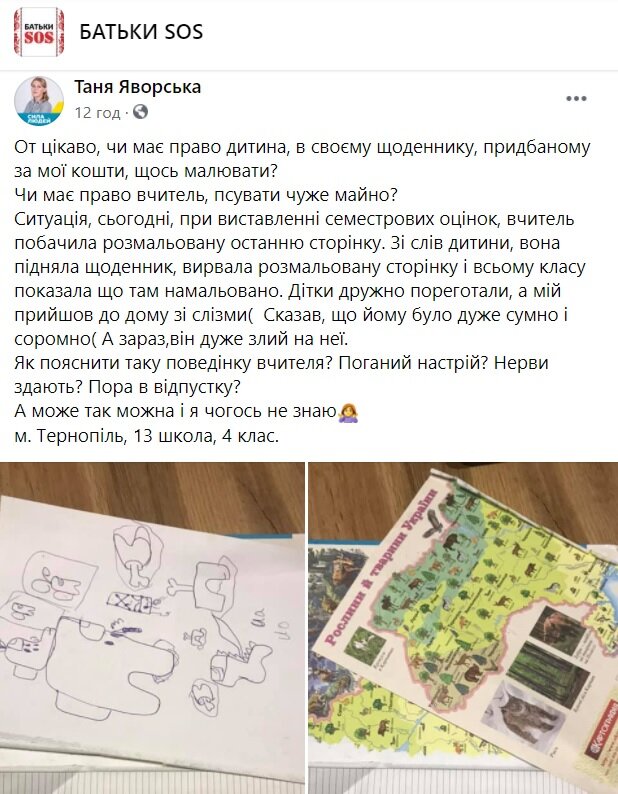Пост Тетяни Яворської в Facebook / скріншот