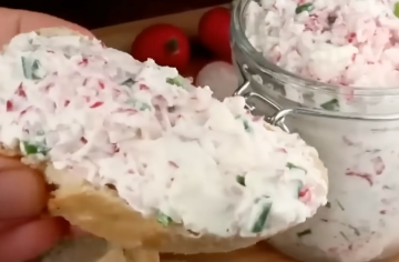 Намазка с редисом, кадр с видео