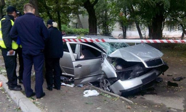 Во Львове Skoda Fabia врезалась в дерево (фото)