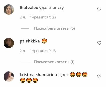 Коментарі до публікації, скріншот: Instagram