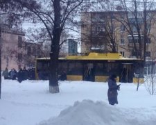 Полтавские пенсионеры толкали троллейбус по дороге (фото, видео)