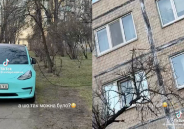 Зарядка электромобиля из окна квартиры, скриншот: TikTok