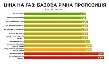 Ціни на газ у лютому 2024 року, інфографіка: "ГазПравда"