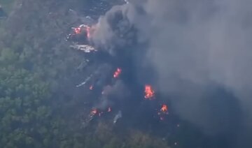 Момент взрыва склада с боеприпасами оккупантов, скриншот из видео