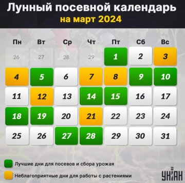 Посевной календарь на март, скриншот: Unian