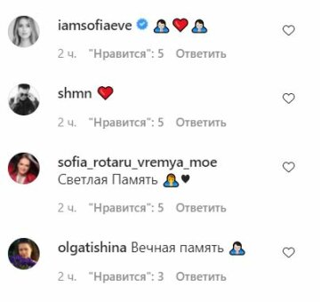 Комментарии к публикации, скриншот: Instagram