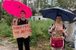 Протест на Теремках из-за вырубки дубов для теплотрассы