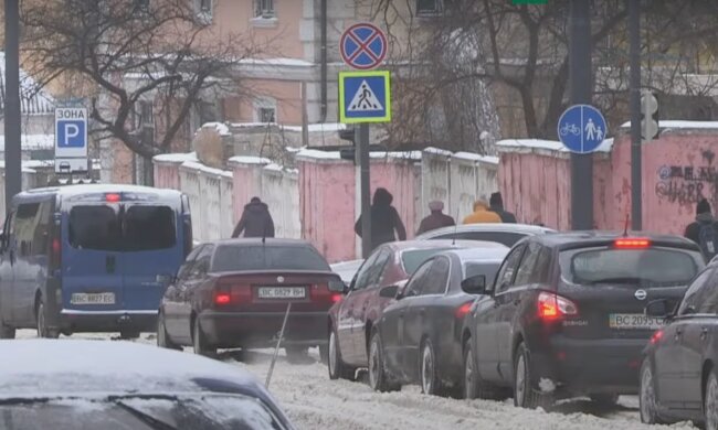 Снегопад во Львове, скриншот с видео