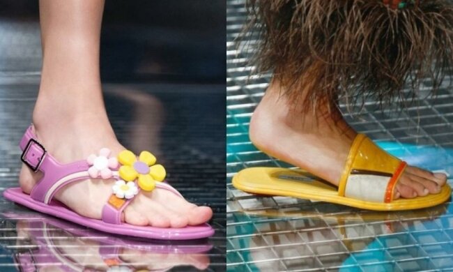 Писк сезона:  дизайнеры ввели в моду резиновые шлепанцы