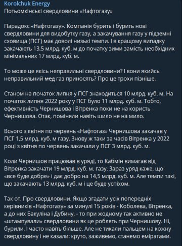 Публікація Юрія Корольчука, скріншот: Telegram