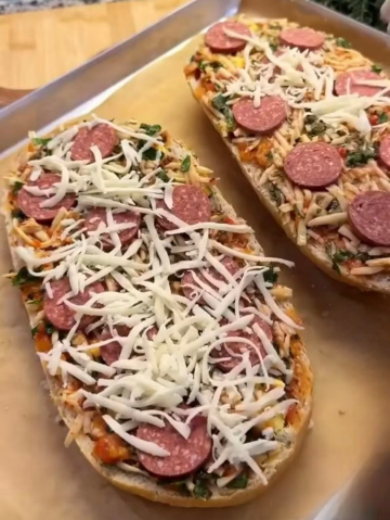 Пицца на батоне: фото скрин рецепта